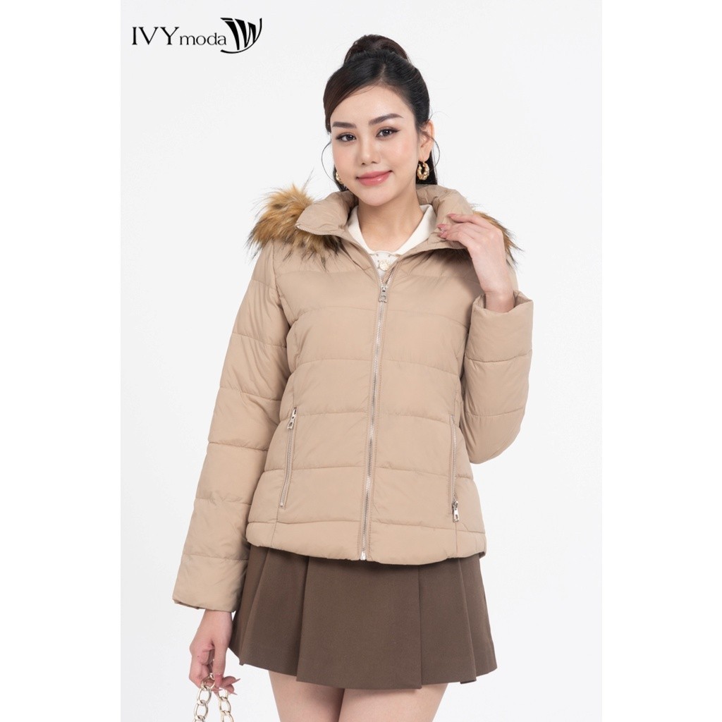 [ OUTLET KHÔNG ĐỔI TRẢ ] Áo khoác phao nữ cổ mũ viền lông form rộng IVY moda MS 70B9101 | BigBuy360 - bigbuy360.vn