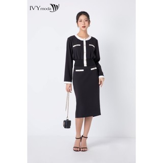 Chân váy bút chì phối màu ivy moda ms 31m6943