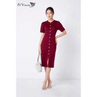 Đầm len nữ ôm xẻ gấu ivy moda ms 42b7996