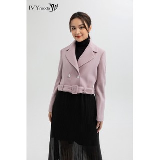 Áo khoác dạ nữ dáng ngắn kèm đai ivy moda ms 70c5975