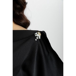 Đầm lụa nữ cổ đổ tùng xếp ly IVY moda MS 48M6195