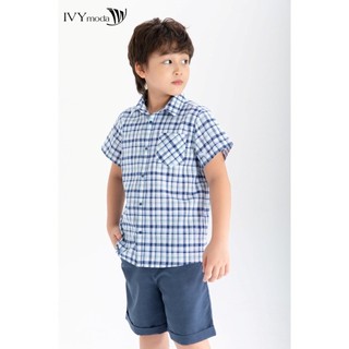 Áo sơ mi kẻ tay ngắn bé trai IVY moda MS 16K1346