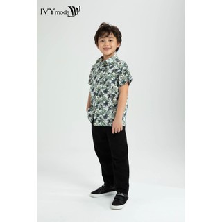 Áo sơ mi họa tiết lá bé trai ivy moda ms 16k1210