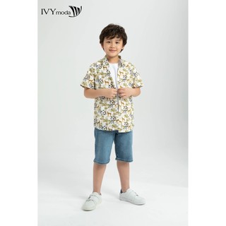 Áo sơ mi ngắn tay họa tiết bé trai IVY moda MS 16K1209