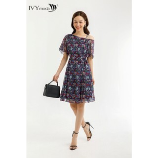 Đầm lụa lệch vai IVY moda MS 48M7545