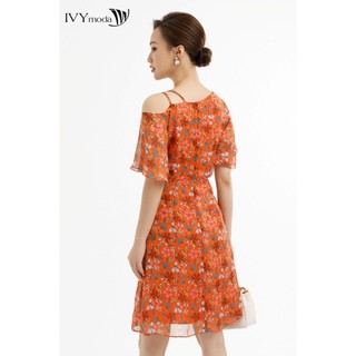 Đầm lụa lệch vai IVY moda MS 48M7545
