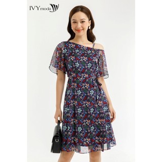 Đầm lụa lệch vai IVY moda MS 48M7545