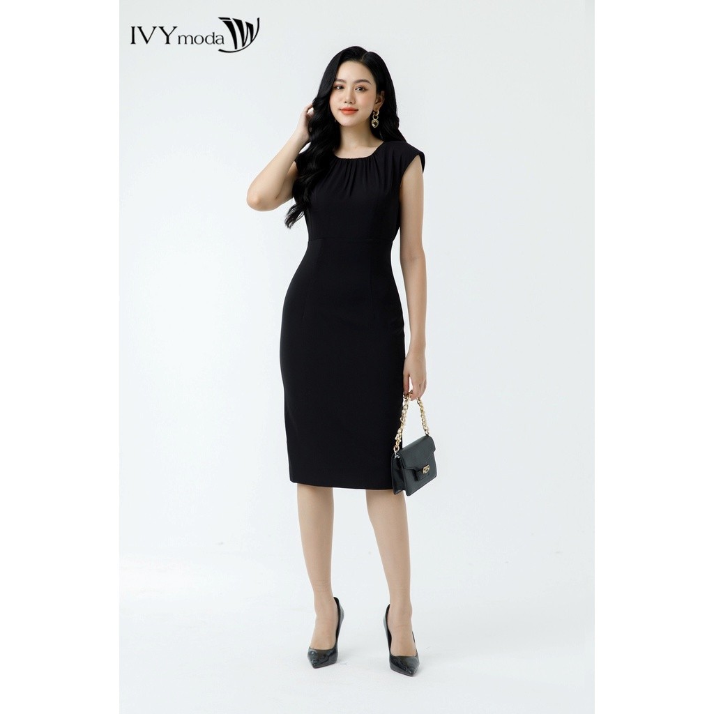 Đầm ôm cổ tròn IVY moda MS 48M7412