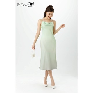 Đầm lụa 2 dây cổ đổ IVY moda MS 40B9308