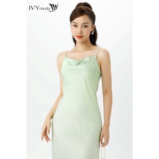 Đầm lụa 2 dây cổ đổ IVY moda MS 40B9308
