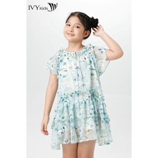 Đầm lụa bé gái nhấn bèo IVY moda MS 48G1506