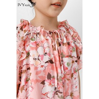 Đầm lụa bé gái nhấn bèo IVY moda MS 48G1506