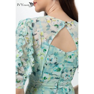 Đầm lụa nhấn bèo IVY moda MS 48B8776