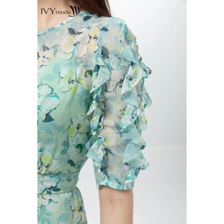 Đầm lụa nhấn bèo IVY moda MS 48B8776