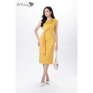 Đầm lụa phối nút buộc IVY moda MS 48M7487