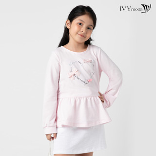 Áo thun họa tiết trái tim bé gái ivy moda ms 58g1410