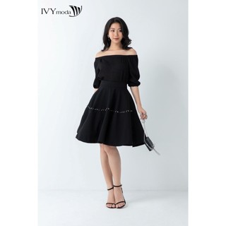 Chân váy xòe phối hạt ivy moda ms 31m6573