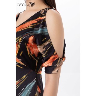 Đầm lụa dáng xòe cut-out vai IVY moda MS 48M7254