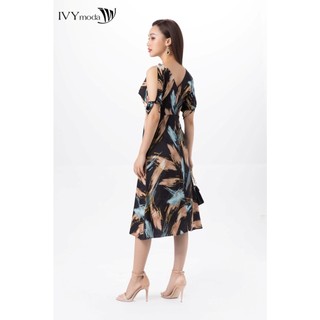 Đầm lụa dáng xòe cut-out vai IVY moda MS 48M7254