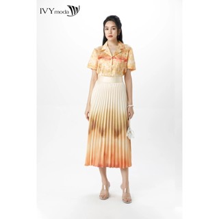 Chân váy lụa xếp ly IVY moda MS 31M7421