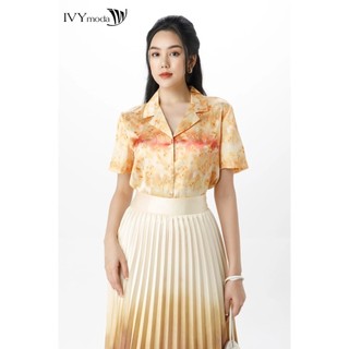 Chân váy lụa xếp ly IVY moda MS 31M7421