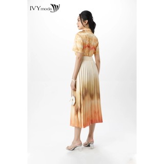 Chân váy lụa xếp ly IVY moda MS 31M7421