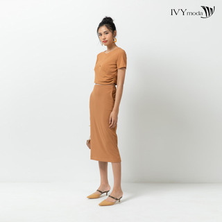Chân váy thun gân nữ dáng ôm IVY moda MS 30M6751