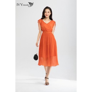 Đầm xếp cổ V nữ IVY moda MS 41M6468