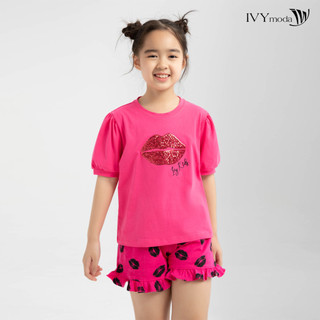 Áo thun bé gái in hình (kèm quần) IVY moda MS 57G1268