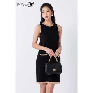 Đầm len cổ tròn dáng suông IVY moda MS 40M3918