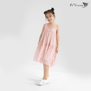 Đầm lụa 2 dây diềm bèo bé gái IVY moda MS 41G1267