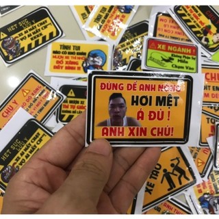 Tem cảnh báo dán xe máy, xe đạp chống nước tuyệt đối, không phai màu (giá 1 tem 2k)