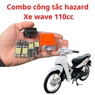  Combo công tắc hazard cục nháy kèm 4 xi nhan led T15 siêu sáng lắp cho xe wave a 110cc 2017-2024 