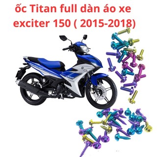 Ốc titan gr5 xe exciter 150 ex150 2015-2018 gắn full dàn áo 2 màu xanh lục bảo tím số lượng 34 con hàng chất lượng cao