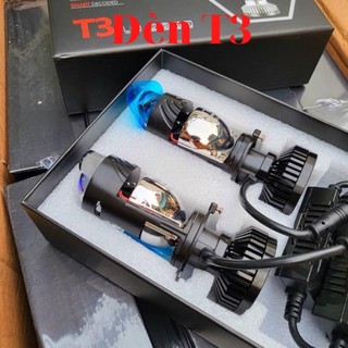 Đèn pha led bi cầu T3 mini chân h4 sáng trắng công suất 50w cos pha siêu sáng lắp cho xe máy, ô tô bảo hành 1 năm