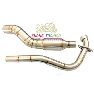 Cổ pô có bầu tổ ong 2 khúc inox 304 sịn lắp cho các dòng xe Exciter, Winner, r15v3, Raider, Gsx 150, Cbr150, MT15