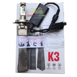 Đèn pha led k3 chân h4 chính hãng bảo hành 1 năm lắp cho xe máy và ô tô sáng siêu mạnh