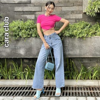 CARA Quần dài nữ Nolan dáng suông bản lưng chéo trẻ trung năng động phù hợp đi học dạo phố