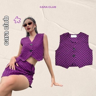 CARA Áo kiểu nữ Chess dáng croptop hoạ tiết caro trẻ trung năng động phù hợp đi dạo phố
