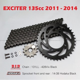 Nhông sên dĩa xe Exciter 135 2011 2014 Hodaka - Sên DID phốt cao su