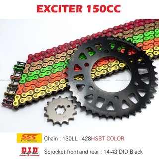 Nhông sên dĩa Exciter 150 14-43 sên màu 10 ly SSS , dĩa DID đen