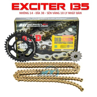 Nhông sên dĩa DID xe Exciter 135 đời 2011 trở lên ( Sên vàng | Dĩa đen )