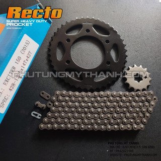 Nhông sên dĩa Recto xe Exciter 150 không phốt cao su