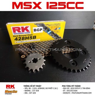 Combo nhông sên dĩa xe MSX 125cc sên vàng đen