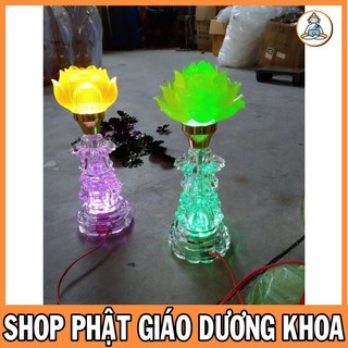 CẶP ĐÈN THỜ LƯU LY HOA SEN