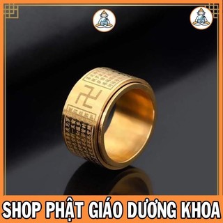 Nhẫn xoay bát nhã tâm kinh màu vàng CAO CẤP