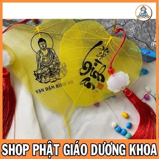 Lá bồ đề size to Vạn Sự Bình An/Vạn Dặm Bình An, có dây treo, lá tự nhiên loại đẹp
