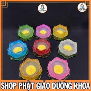 Đế nến hoa sen lưu ly nhiều màu đế lá sen xanh mẫu mới