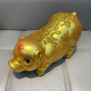 Heo đất, lợn đất nằm lộc nhũ vàng gold tiết kiệm - hđbb52