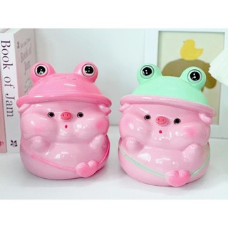 Heo đất tiết kiệm dễ thương heo đội mũ ếch size to , heo đất - trang trí, quà tặng - ps54